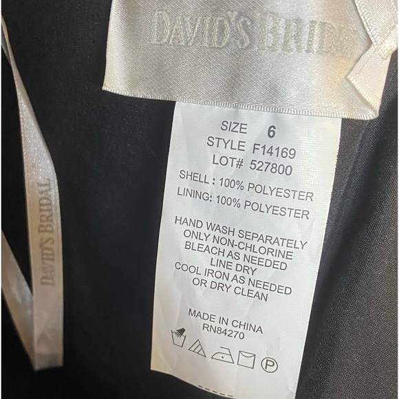 David’s Bridal Black Midi Chiffon Dress Bridesmaid Wedding Prom - Picture 15 of 15